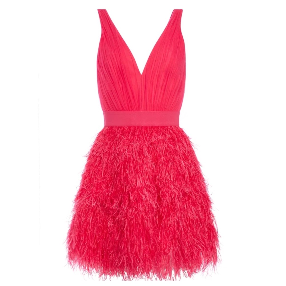 ALICE + OLIVIA Tehran Feather Party Mini Dress - Picture 2 of 16